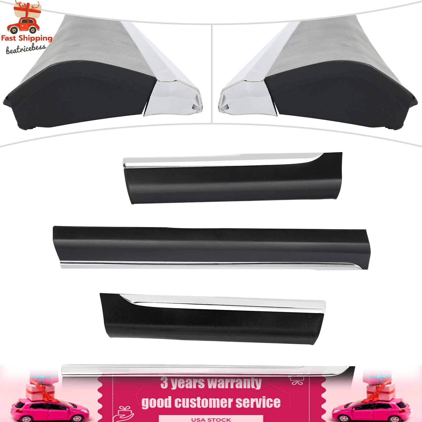 Fit 11-13 Toyota Highlander Left+Right Front Rear Door Lower Molding Trim Panel