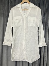 Talbot’s 100% linen long sleeve Cover-up pocket Button Up Shirt Dress NWOT Sz 4