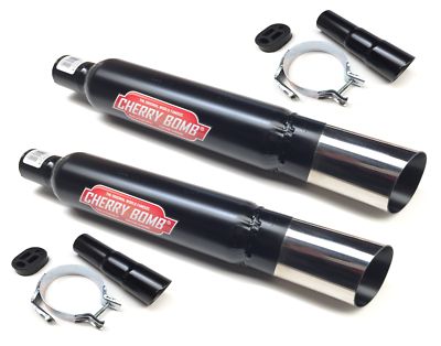 2x Cherry Bombs Slash Cut schwarz 3,5'' Endschalldämpfer + MTG + Halterung + Reduzierstück