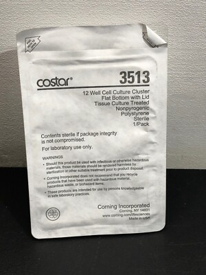 Costar 3513 12 Well Cell Culture Cluster Flat Bottom w/ Lid