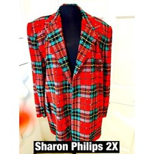 Sharon Philips, Plaid Blazer Rhinestone Studded 2x Vintage With Tags