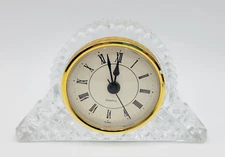 Imperial Crystal Quartz Desk Clock Lead Crystal Glass Tabletop, Mantel