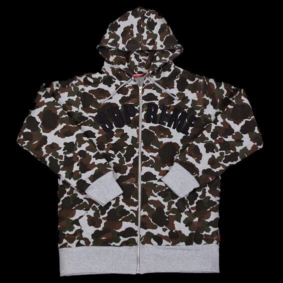 Sweat à capuche camouflage FW12 SUPREME ARC LOGO FERMETURE ÉCLAIR THERMIQUE TAILLE M 2012