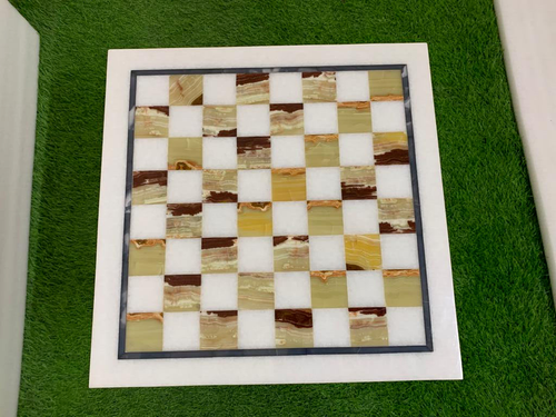 15"x15" Handmade Onyx Stone Chess Set White Marble Stunning Luxury Centerpiece - Picture 2 of 10