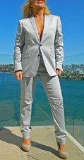VINTAGE Studio W. Stylish Suave Sharp Grey Cotton Sateen Suit 42/107- 34/87