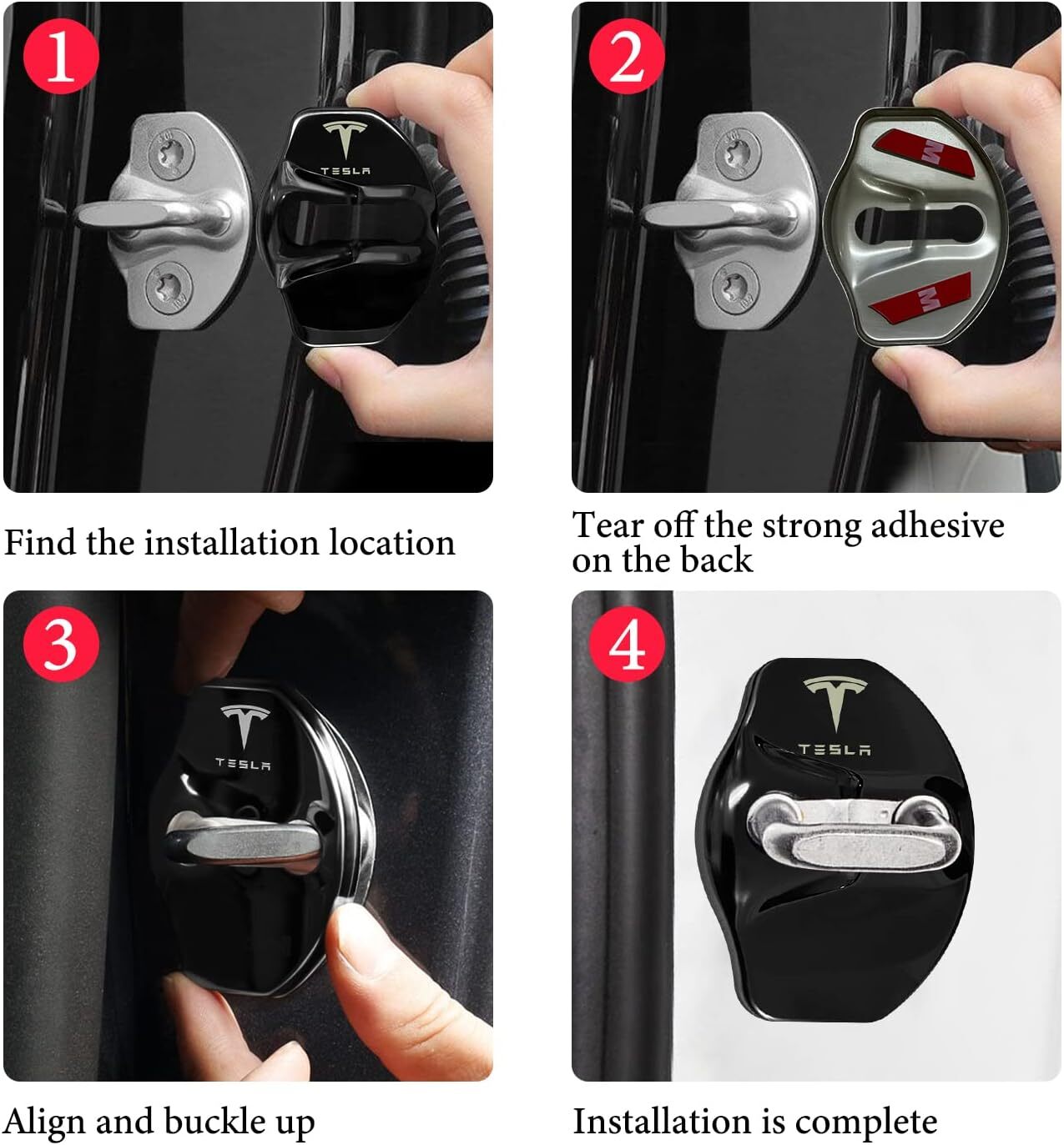 4PCS Tesla Door Lock Cover for Model 3 Y Car Door Guard Lock Tesla