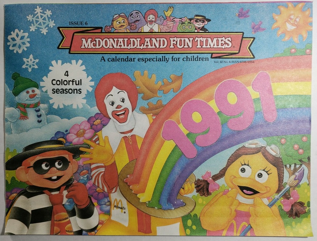 Vintage 1991 McDonald's McDONALDLAND FUN TIMES Calendar Activity