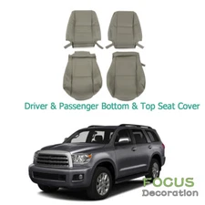Seat Cover Driver & Passenger Bottom & Top Gray For Toyota Sequoia 2000-2007