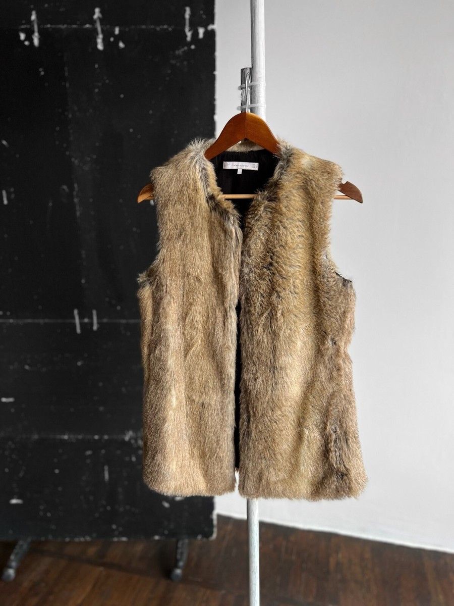 ZARA Trafaluc Outerwear Brown Faux Fur Vest Mid-Length Jacket