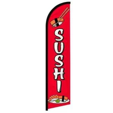Sushi (RED) Windless Full Sleeve Feather Advertising Japanese Food Banner Flag