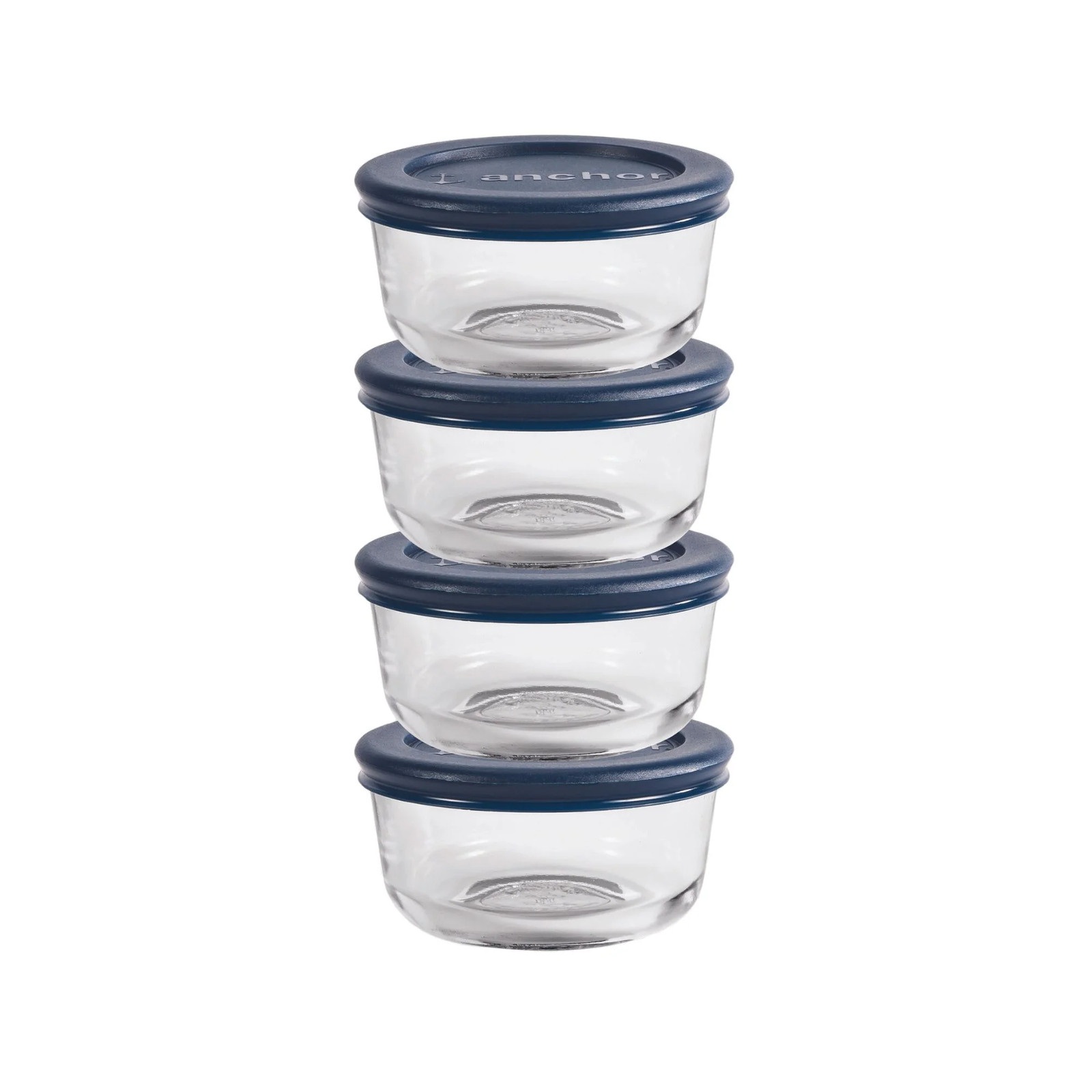 Glass Food Storage  Container w Lids Produce Saver Food 1 Cup Round Set of 4