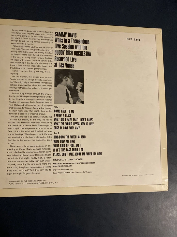 SAMMY DAVIS JR & BUDDY RICH the sounds of '66 LP EX/VG+, R 6214, vinyl, album Foto 2 de 4