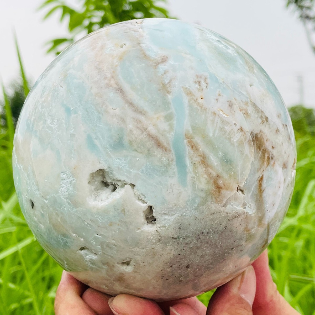 4.9LB Natural amazonite Quartz ball hand carved Crystal sphere 