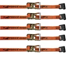 (5 Pack) Kinedyne K Force Ratchet Straps w/ Flat Hook 4000 WLL