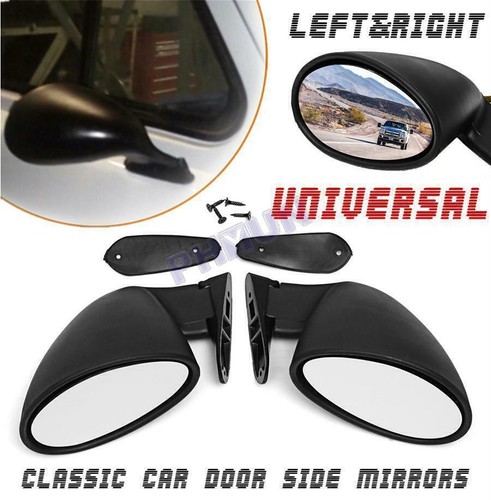 2x Universal Classic Car Door Side View Mirror Hot Rod Vintage Matte Black LH+RH - Photo 3/10
