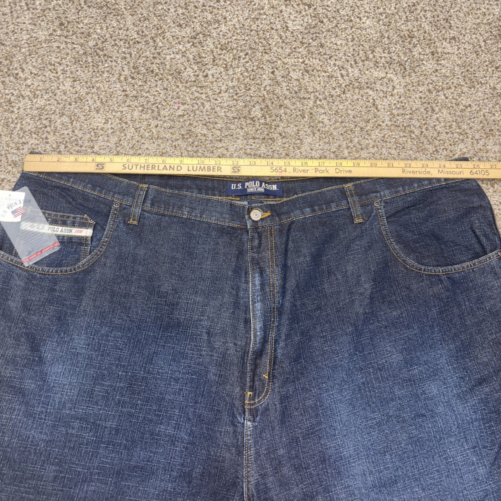 U.S. Polo Assn Jeans Mens 52x34 Denim Dark Wash Vtg Fits 51 X 34 NEW - View 12