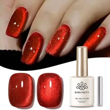Born Pretty Cat Magnetic Eye Gel Nail Polish Ruby Red Holographic ruby red 