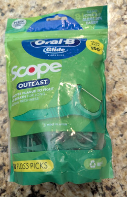 Oral-B Glide Mint Dental Floss Picks with Long Lasting Scope Flavor - 150 Picks