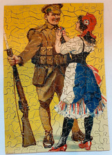 Jigsaw puzzle, Soldier with girl, 250 pieces wooden, R. Tuck Zag Zaw circa 1920