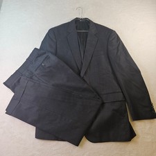 Bachrach Mens 100 Wool 2 Piece Suit Charcoal Gray Pinstripe 40R Blazer  Pants