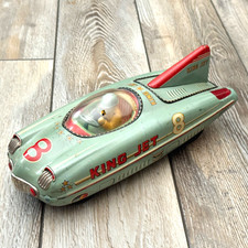 Vintage Original 1950's Tin Friction King Jet 8 Racer Space Car TKK Japan Rare
