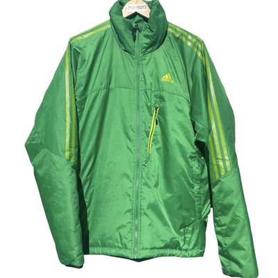 ADIDAS Vintage Y2K Green & Yellow Stripe Puffer Outdoor Jacket