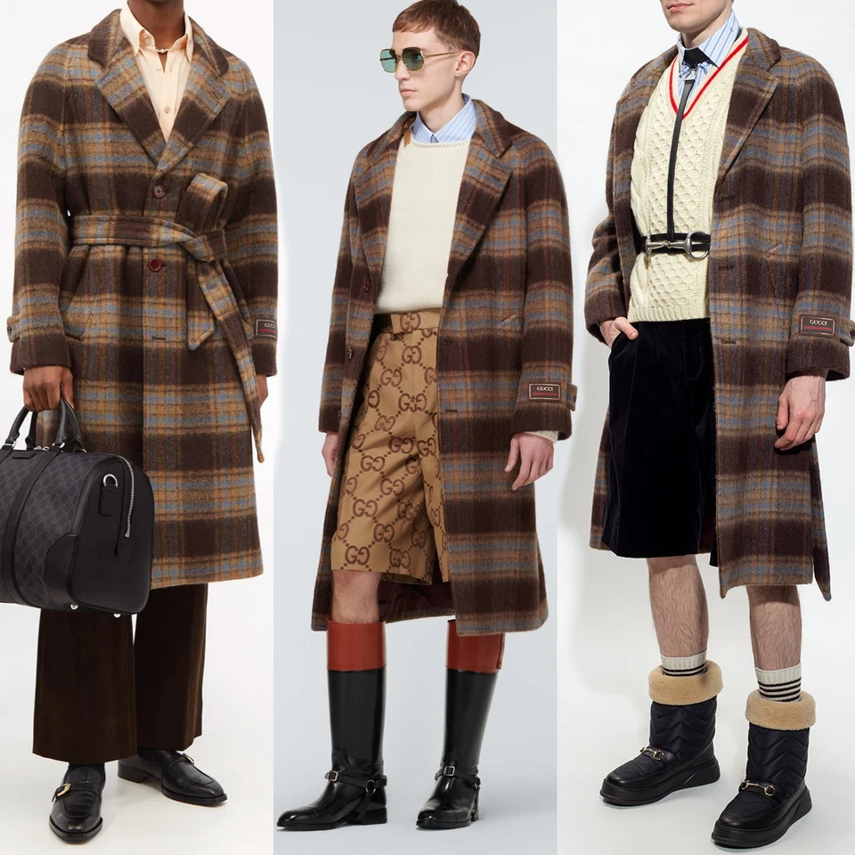 GUCCI COAT MENS CLASSIC CHECK WOOL LOGO PATCH JACKET $3,600 sz 48 - Image 4 of 4