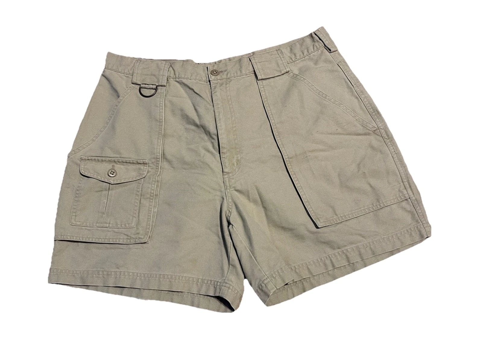 Lands’ End Men's 36 Cotton Canvas Hiking Stand Up Shorts 6” Inseam Beige Vintage
