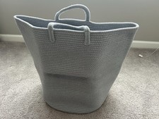 XXL Premium Woven Basket 18"x18"x16" - Blanket Holder for Living Room Light Gray