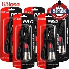 5-PACK Hosa 6FT HMX-006Y Pro Stereo Breakout Cable 3.5mm TRS to Dual XLR Male
