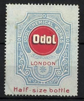 Reklamemarke London, Odol Chemical Works, Mundwasser und Zahnpflege, Logo auf r 