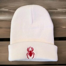 Spyder White  Red Beanie Skull Cap Men's One Size NWT Warm New Sealed
