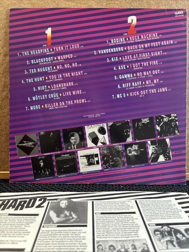 HARD 2 - VARIOUS ARTISTS 1982 WEA / MOTLEY CRUE / RIOT / KIX / BODINE /NUGENT - Image 2 of 4