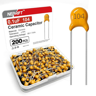 200 Pcs 0.1Uf 104 Ceramic Capacitors, 100Nf MLCC 0.1Uf / 100Nf Equivalent Values