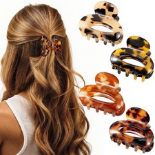 4 PCS 1.7 Inch Mini Acetate Claw Clips Tortoise Shell Leopard Print Set