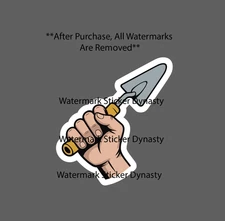 Hand With Trowel Sticker Waterproof Decal Blue Collar Stone Mason Brick Gift NEW