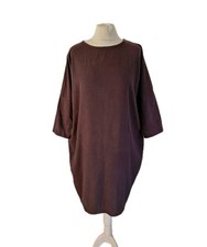 Black Crane Women Dark Brown Cotton Blend Cocoon Relaxed Bud Midi Dress. Size XS