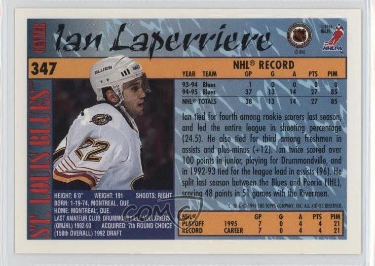 1995-96 Topps Ian Laperriere #347 - Image 2 of 2
