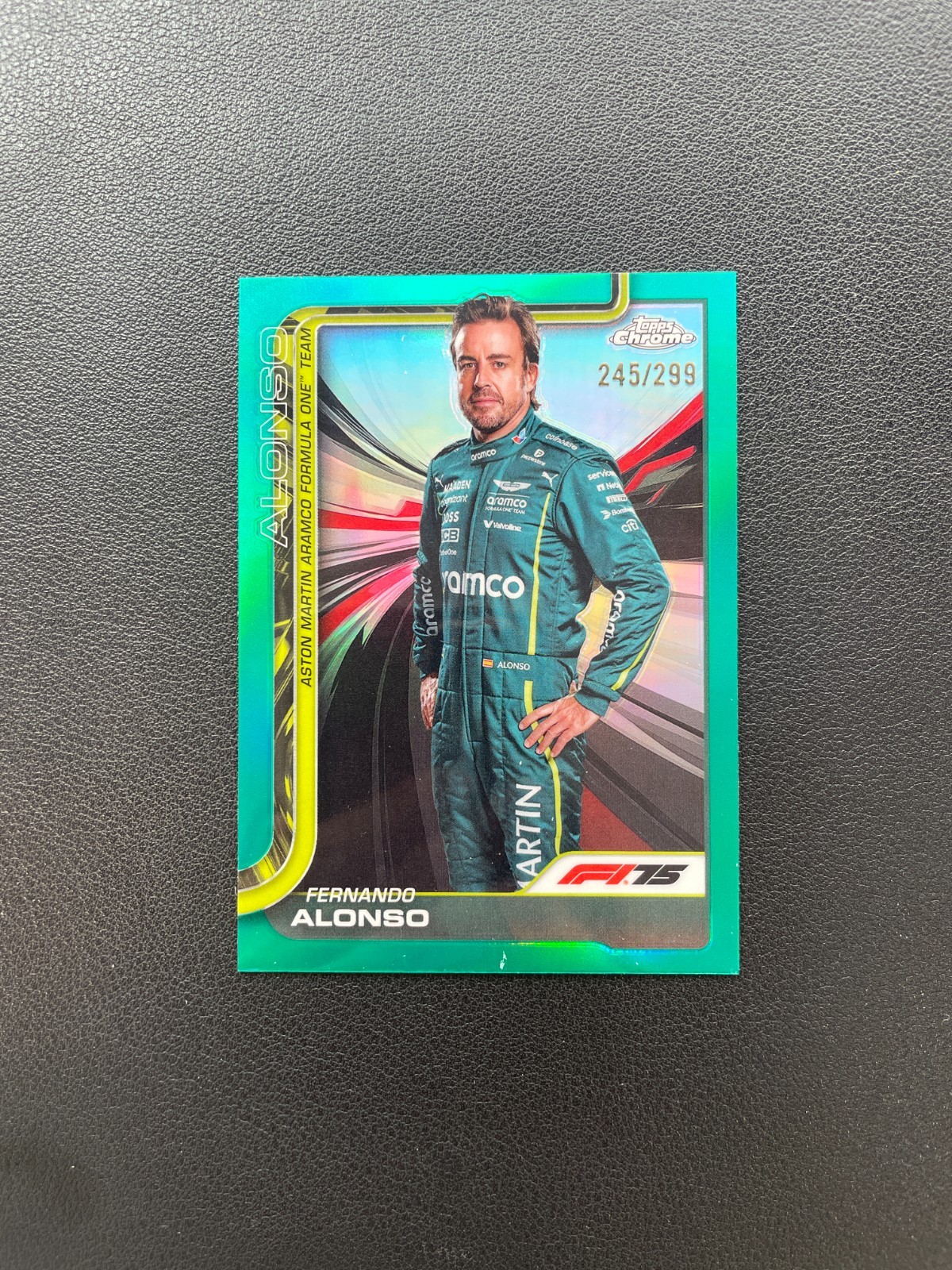 2025 Topps Chrome F1 #9 Fernando Alonso Teal Refractor 245/299 BFST