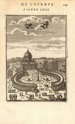 ST PETER'S ROME. Piazza & Basilica di San Pietro. Vatikan. MALLET 1683 Print