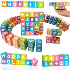 36 Magnetic Letters Numbers Blocks ABC Spelling Game Travel Toys for Ages 5