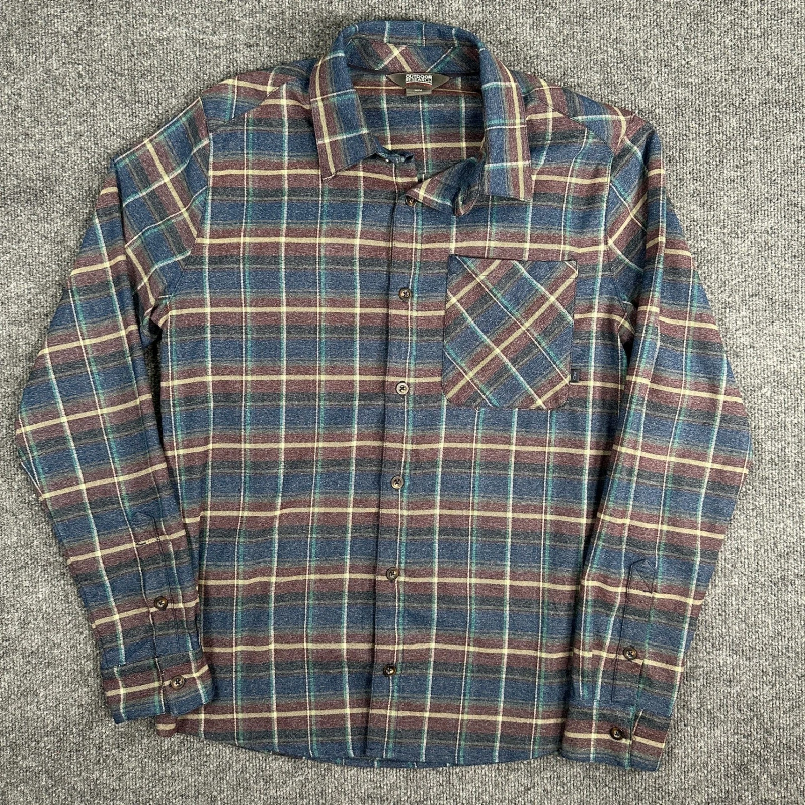 Outdoor Research Kulshan Flannel Shirt Men's Size Medium Blue Purple Plaid