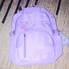 Unisex Kids Backpack Purple Solid Polyester Zip Outer Pockets Strap