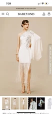 Babeyond Dress Flapper Sequin Fringe Cape Evening Gown Size 8