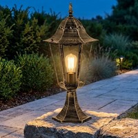 LED Sockelleuchte Bronzefarben Terrassenbeleuchtung Wegelampe Glas IP44 H 49 Cm