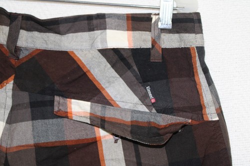 Element Sz 34 (Meas 34X9) Brown Plaid Cotton Rayon Bermuda Shorts - Picture 4 of 8