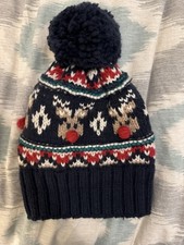 Zara Boys Holiday Knit Reindeer Hat With Pom Pom Size 3-6 Years