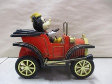 1991 Masudaya Tin Mickey Mouse Lever Pull and Go Toy Car