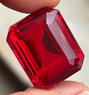 AAA+ Large Red Ruby 88.00 Ct. Emerald Cut Loose Gemstone Gift for Women/Her