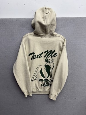 Lonely Ghost Hoodie Text Me When You Get Lonely Hoodie Size S Beige